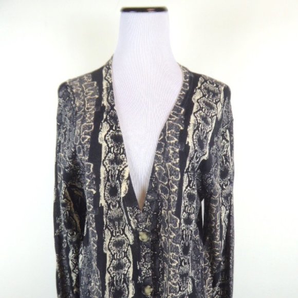 Acne Snake cardigan animal print cotton long button front cardigan pockets S